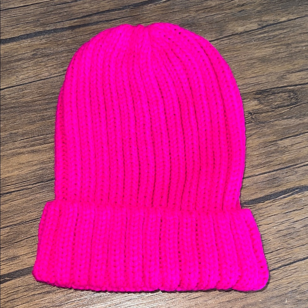 Bright Pink Chunky Knit Beanie- OS